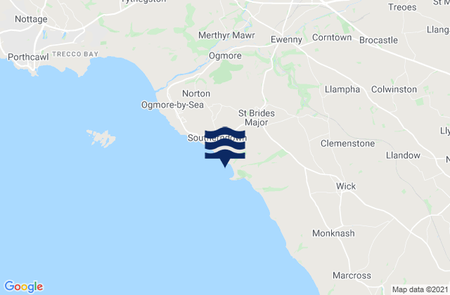 Dunraven Bay Beach, United Kingdomの潮見表地図