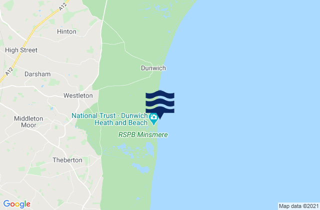 Dunwich Heath Beach, United Kingdomの潮見表地図