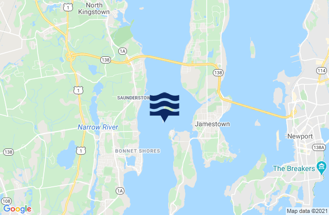Dutch Island and Beaver Head between, United Statesの潮見表地図