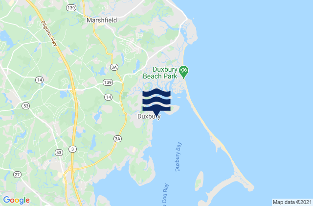 Duxbury, United Statesの潮見表地図