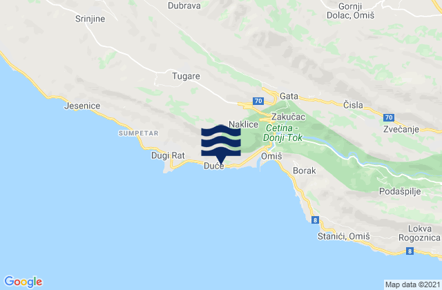Duće, Croatiaの潮見表地図