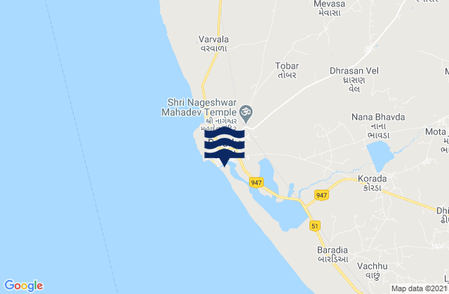 Dwārka, Indiaの潮見表地図