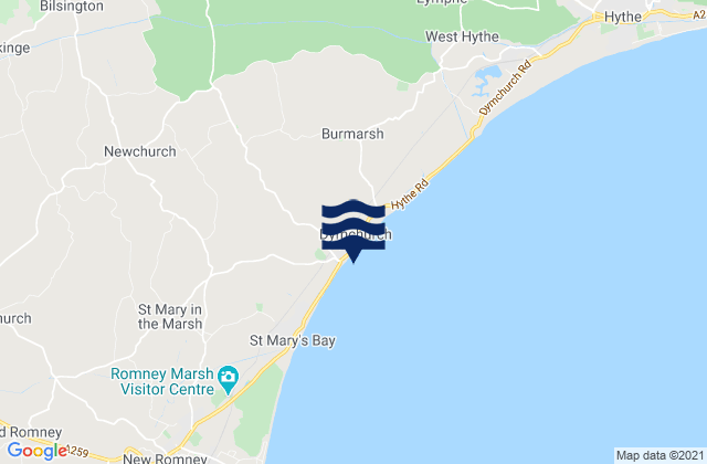 Dymchurch Beach, United Kingdomの潮見表地図