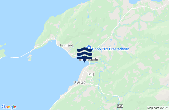 Dyrøy, Norwayの潮見表地図