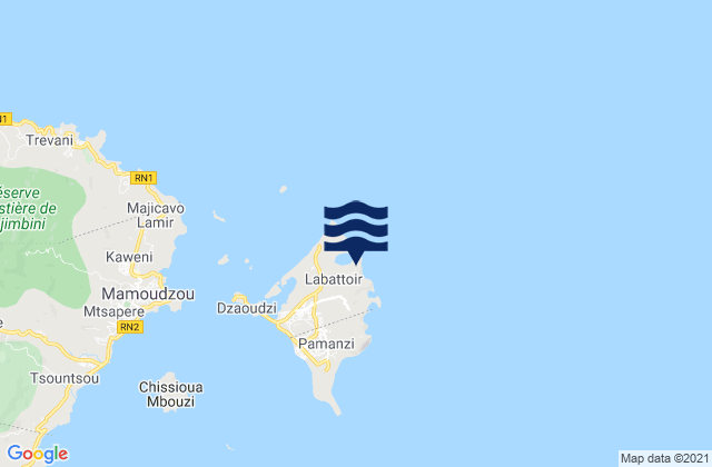 Dzaoudzi, Mayotteの潮見表地図