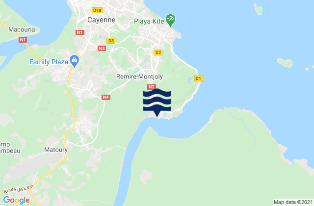 Dégrad des Cannes, French Guianaの潮見表地図
