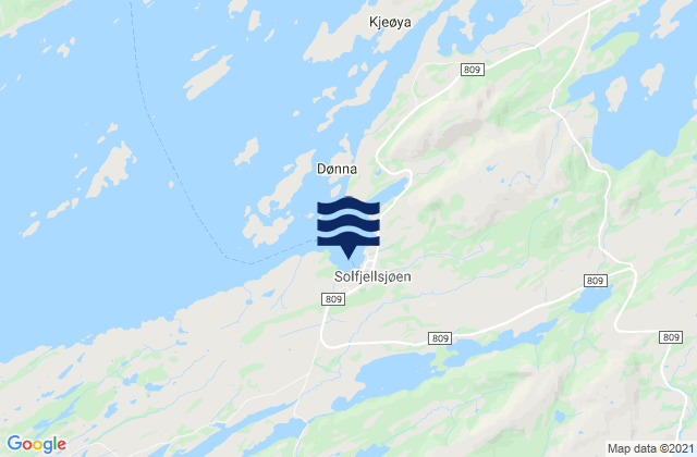 Dønna, Norwayの潮見表地図