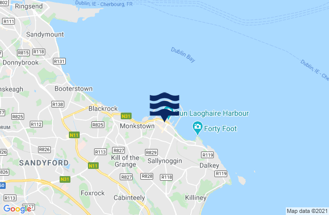 Dún Laoghaire, Irelandの潮見表地図