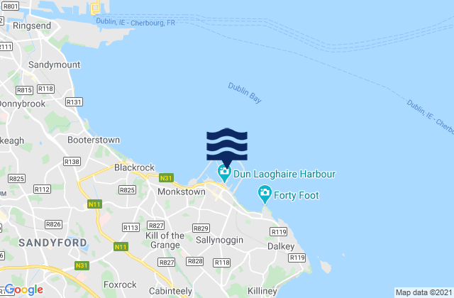 Dún Laoghaire Harbour, Irelandの潮見表地図