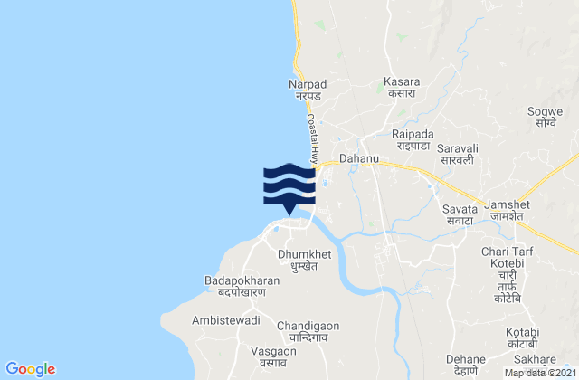 Dāhānu, Indiaの潮見表地図
