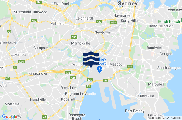 Earlwood, Australiaの潮見表地図