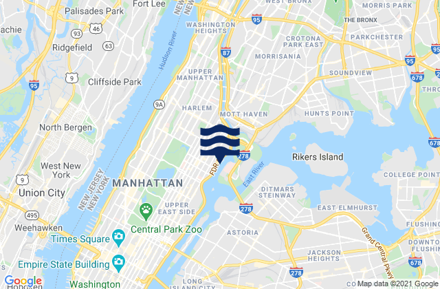 East 107th Street, United Statesの潮見表地図