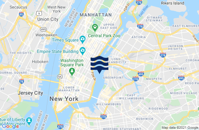 East 19th Street, United Statesの潮見表地図