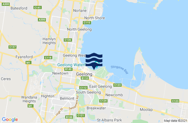 East Beach, Australiaの潮見表地図