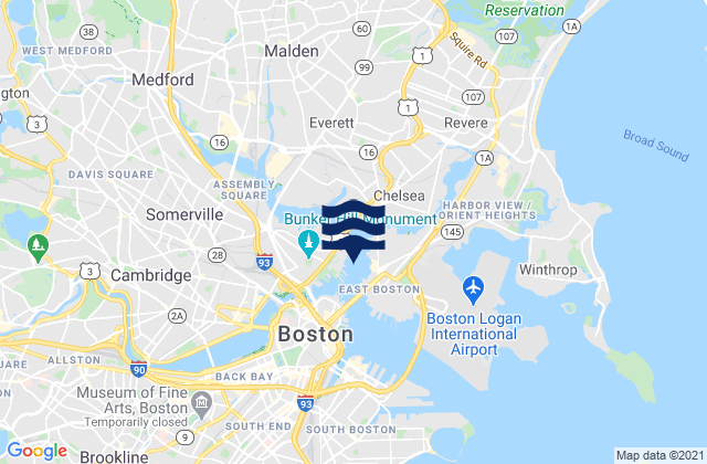 East Boston Pier 10 southeast of, United Statesの潮見表地図