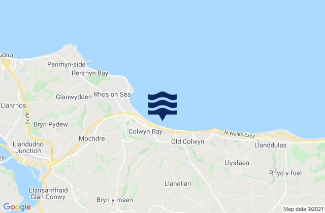 East Colwyn Bay Beach, United Kingdomの潮見表地図
