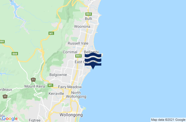 East Corrimal, Australiaの潮見表地図