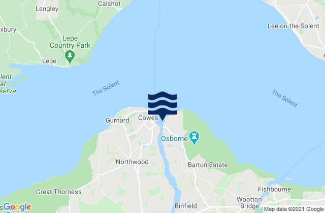 East Cowes, United Kingdomの潮見表地図