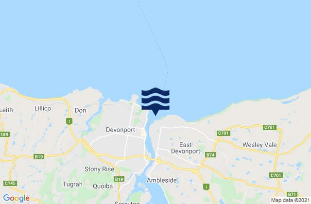 East Devonport Beach, Australiaの潮見表地図