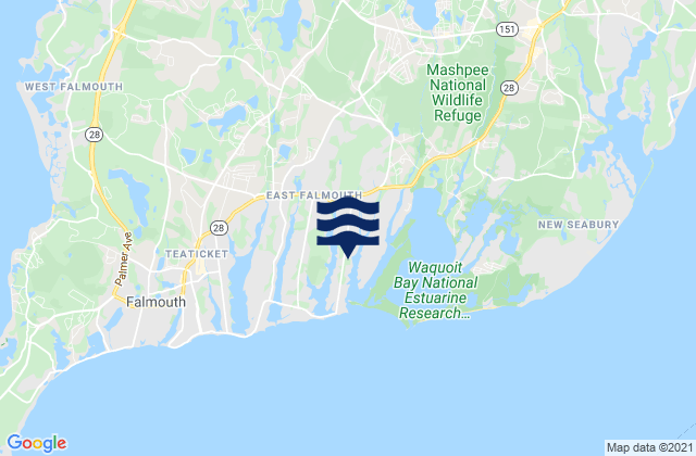 East Falmouth, United Statesの潮見表地図