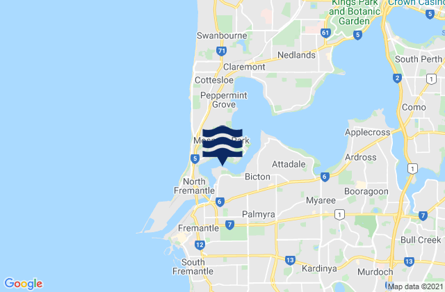 East Fremantle, Australiaの潮見表地図