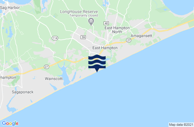 East Hampton Beach, United Statesの潮見表地図