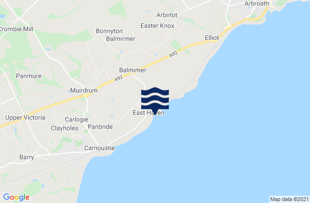 East Haven Beach, United Kingdomの潮見表地図