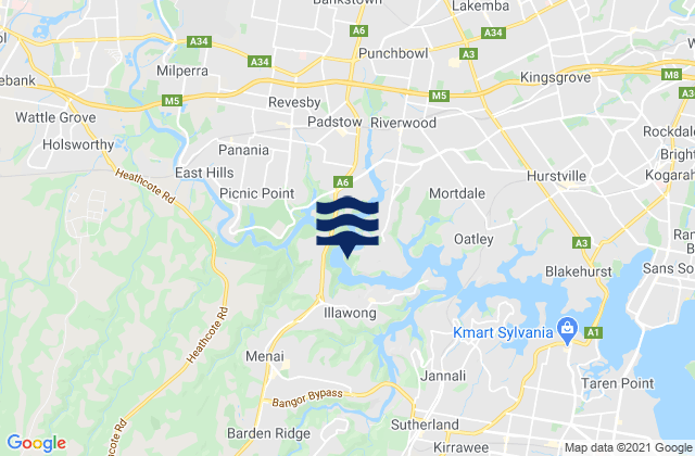 East Hills, Australiaの潮見表地図
