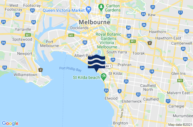 East Melbourne, Australiaの潮見表地図