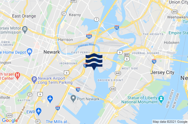 East Newark, United Statesの潮見表地図