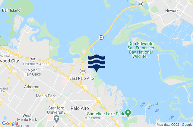 East Palo Alto, United Statesの潮見表地図