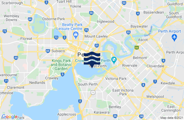 East Perth, Australiaの潮見表地図