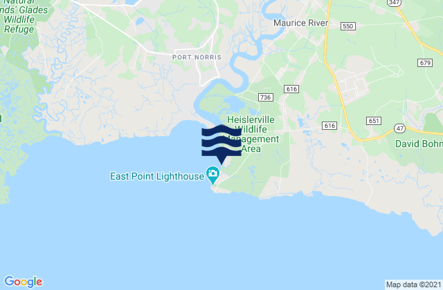 East Point (Maurice River Cove), United Statesの潮見表地図