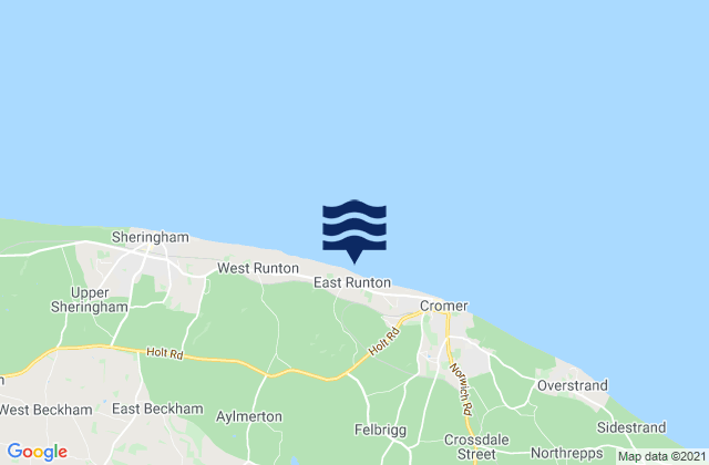 East Runton, United Kingdomの潮見表地図