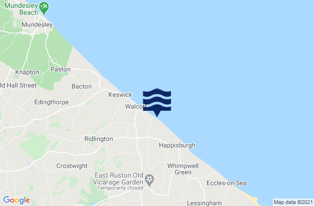 East Ruston, United Kingdomの潮見表地図