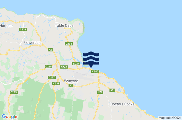East Wynyard Beach, Australiaの潮見表地図