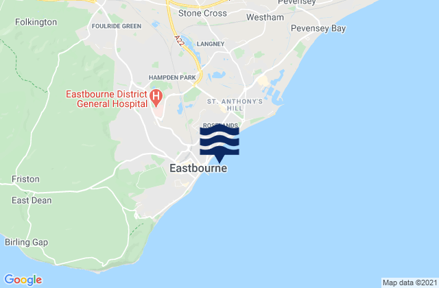 Eastbourne East Beach, United Kingdomの潮見表地図