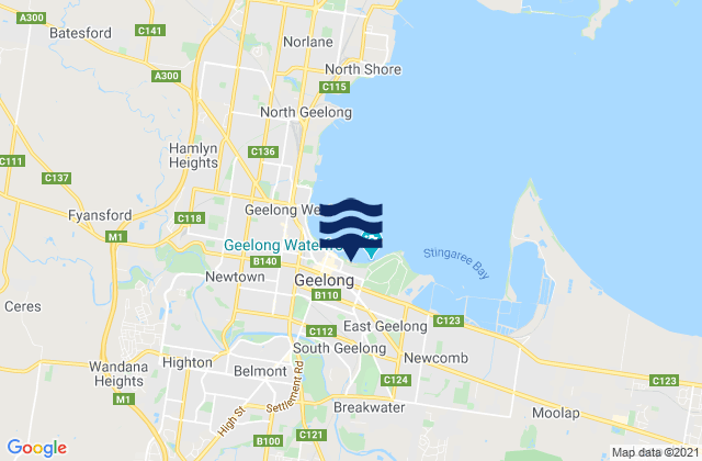 Eastern Beach, Australiaの潮見表地図