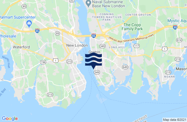 Eastern Point Beach Groton, United Statesの潮見表地図