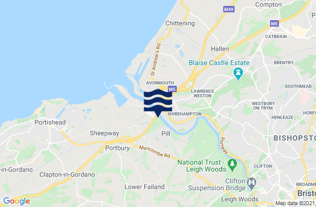Easton-in-Gordano, United Kingdomの潮見表地図