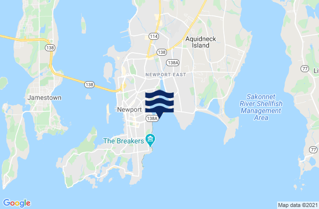 Eastons Beach (1st Beach), United Statesの潮見表地図