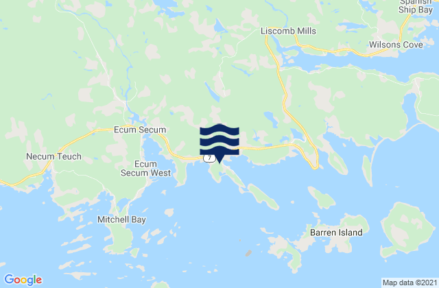 Ecum Secum, Canadaの潮見表地図
