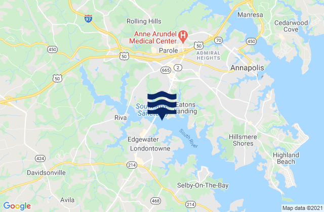 Edgewater (South River), United Statesの潮見表地図