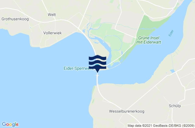 Eidersperrwerk, Denmarkの潮見表地図