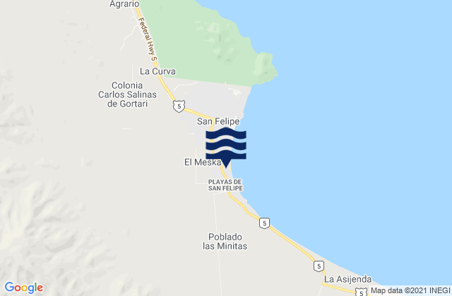 El Bajo, Mexicoの潮見表地図