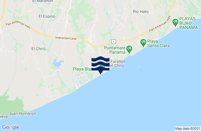 El Chirú, Panamaの潮見表地図