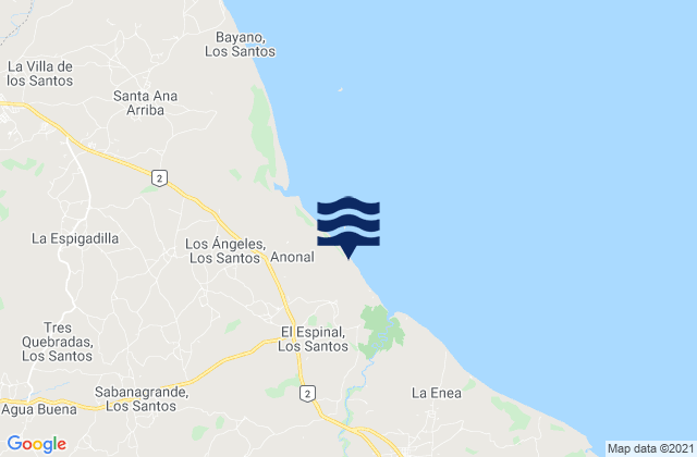 El Espinal, Panamaの潮見表地図