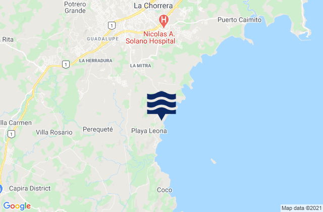 El Espino, Panamaの潮見表地図