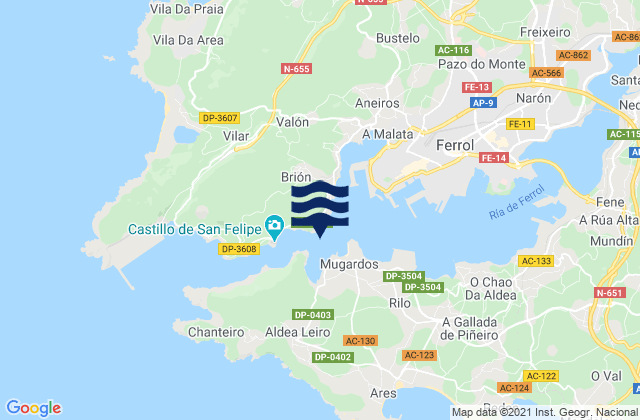 El Ferrol del Caudillo, Spainの潮見表地図