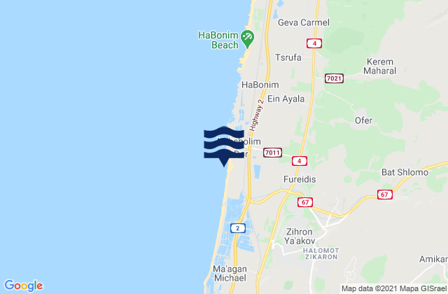 El Fureidīs, Israelの潮見表地図
